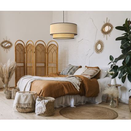 Duolla - Подвесная люстра BOHO 1xE27/15W/230V диаметр 45 см бежевый/ротанг