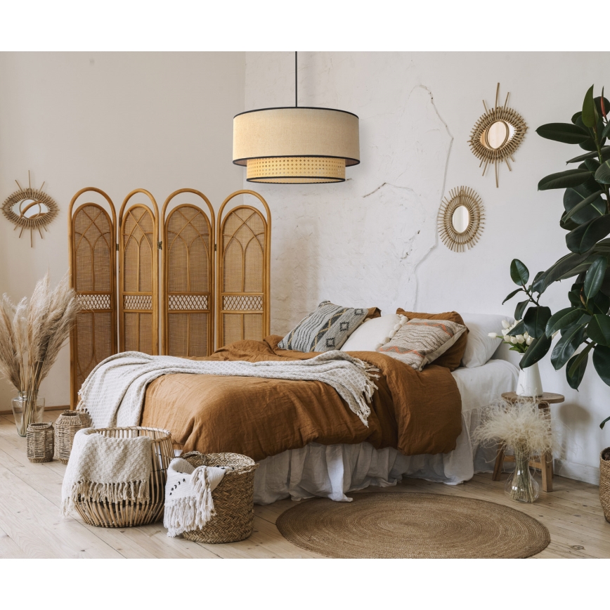 Duolla - Подвесная люстра BOHO 1xE27/15W/230V диаметр 45 см бежевый/ротанг