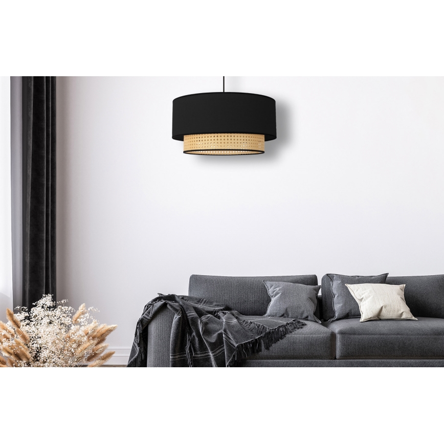 Duolla - Подвесная люстра BOHO 1xE27/15W/230V диаметр 45 см черный/ротанг
