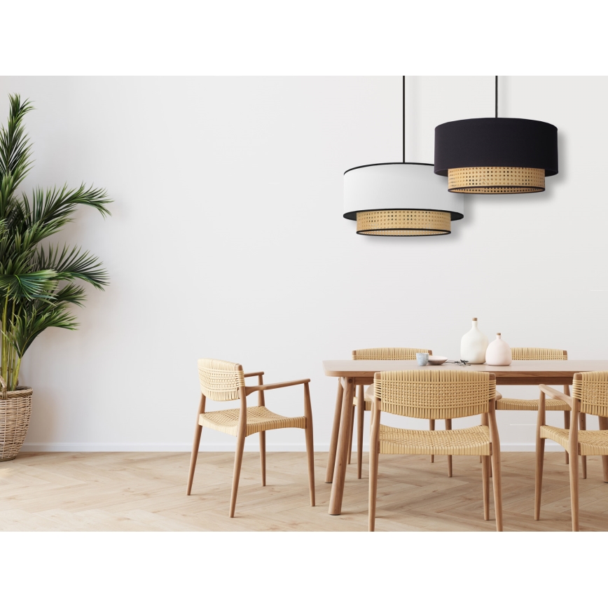 Duolla - Подвесная люстра BOHO 1xE27/15W/230V диаметр 45 см черный/ротанг