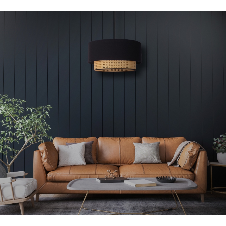 Duolla - Подвесная люстра BOHO 1xE27/15W/230V диаметр 45 см черный/ротанг