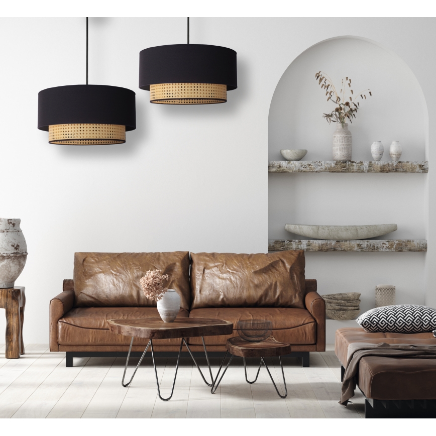 Duolla - Подвесная люстра BOHO 1xE27/15W/230V диаметр 45 см черный/ротанг