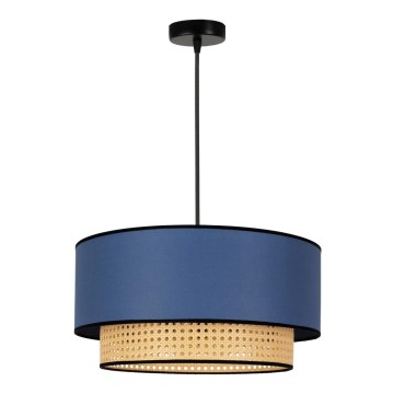 Duolla - Подвесная люстра BOHO 1xE27/15W/230V диаметр 45 см синий/ротанг
