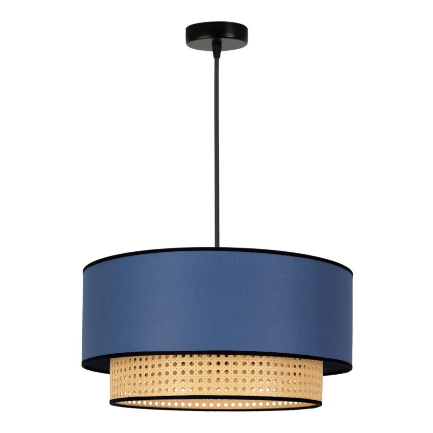 Duolla - Подвесная люстра BOHO 1xE27/15W/230V диаметр 45 см синий/ротанг