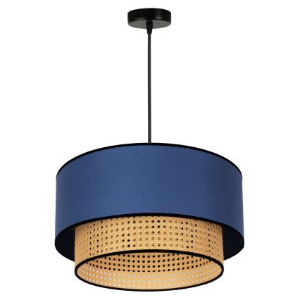 Duolla - Подвесная люстра BOHO 1xE27/15W/230V диаметр 45 см синий/ротанг