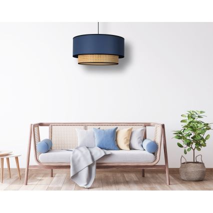 Duolla - Подвесная люстра BOHO 1xE27/15W/230V диаметр 45 см синий/ротанг