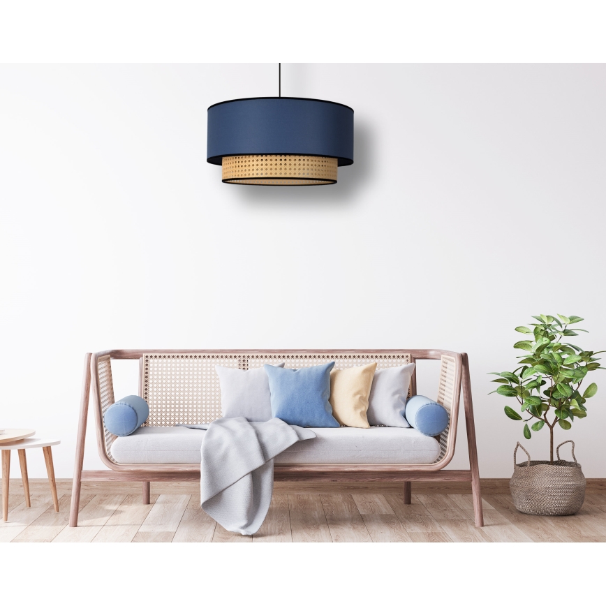 Duolla - Подвесная люстра BOHO 1xE27/15W/230V диаметр 45 см синий/ротанг