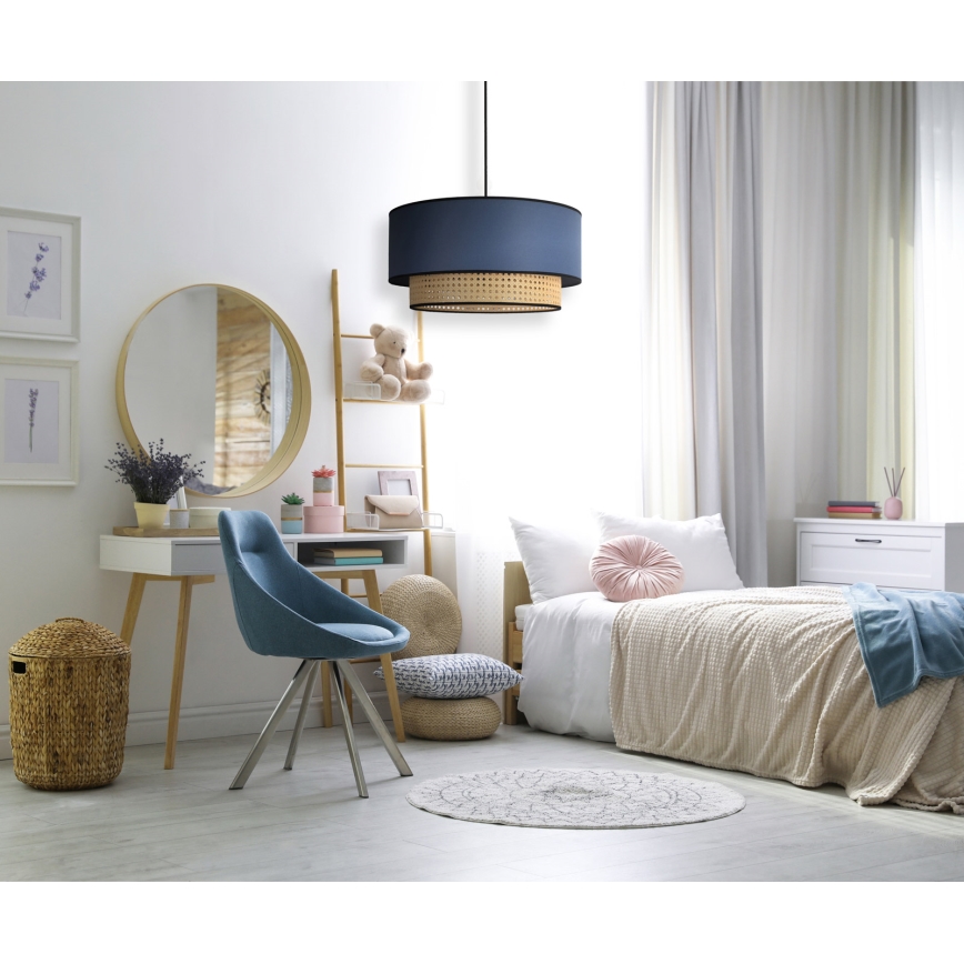 Duolla - Подвесная люстра BOHO 1xE27/15W/230V диаметр 45 см синий/ротанг