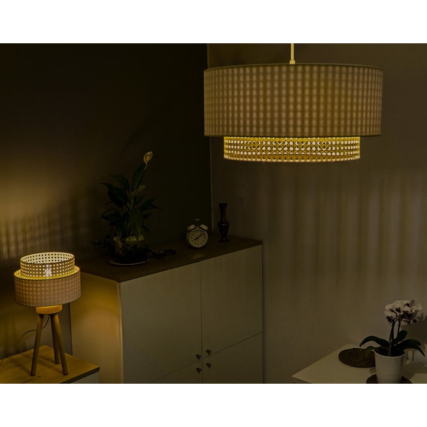 Duolla - Подвесная люстра BOHO 1xE27/15W/230V диаметр 45 см кремовая/ротанг