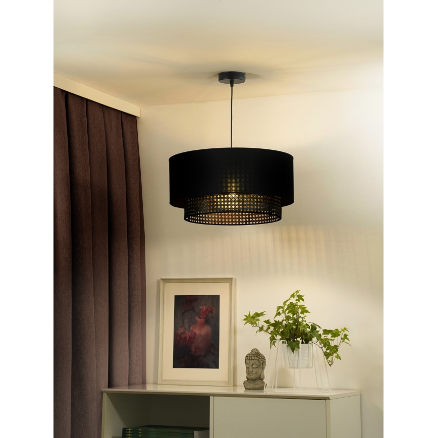 Duolla - Подвесная люстра BOHO RATTAN 1xE27/15W/230V диаметр 45 см черный
