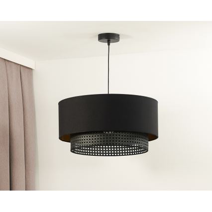 Duolla - Подвесная люстра BOHO RATTAN 1xE27/15W/230V диаметр 45 см черный