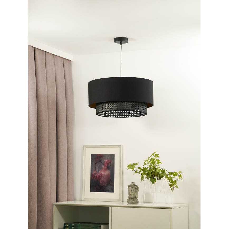 Duolla - Подвесная люстра BOHO RATTAN 1xE27/15W/230V диаметр 45 см черный