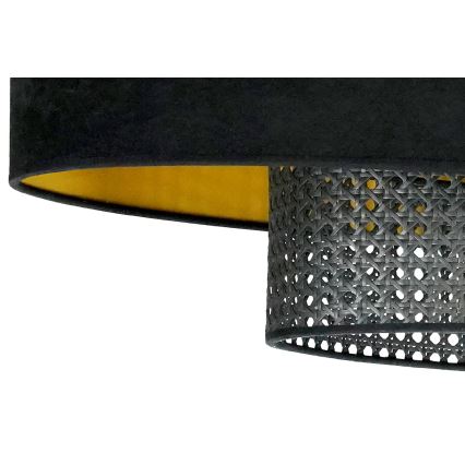 Duolla - Подвесная люстра DOUBLE OVAL RATTAN 2xE27/15W/230V черный/ротанг