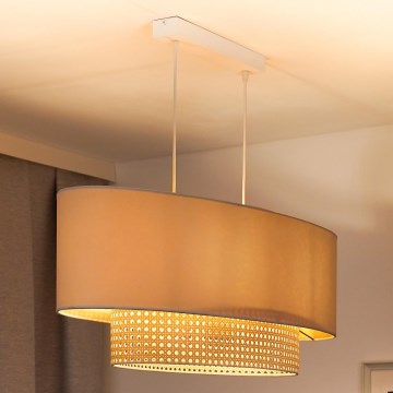 Duolla - Подвесная люстра DOUBLE OVAL RATTAN 2xE27/15W/230V кремовый/ротанг