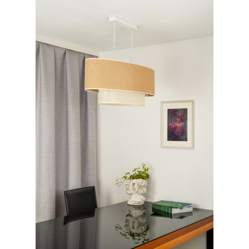 Duolla - Подвесная люстра DOUBLE OVAL YUTE 2xE27/15W/230V коричневый/кремовый