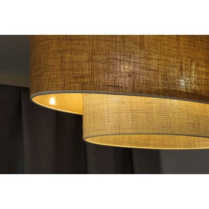 Duolla - Подвесная люстра DOUBLE OVAL YUTE 2xE27/15W/230V коричневый/кремовый