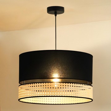 Duolla - Подвесная люстра DOUBLE RATTAN 1xE27/15W/230V диаметр 40 см черный/бежевый