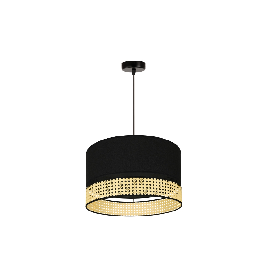 Duolla - Подвесная люстра DOUBLE RATTAN 1xE27/15W/230V диаметр 40 см черный/бежевый