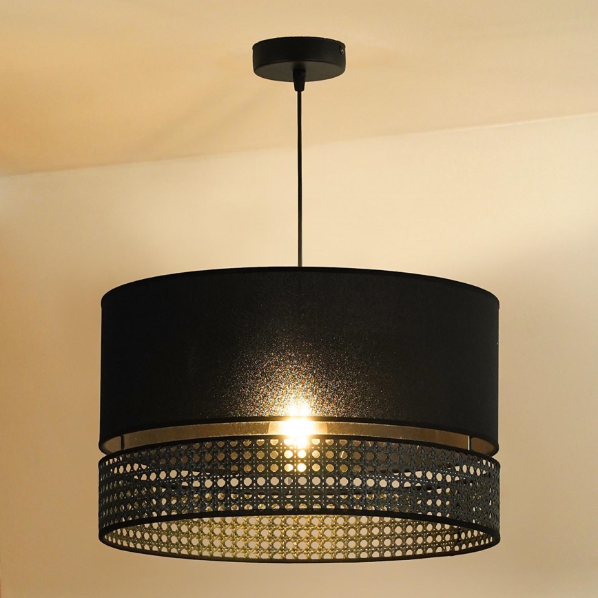 Duolla - Подвесная люстра DOUBLE RATTAN 1xE27/15W/230V диаметр 40 см черный