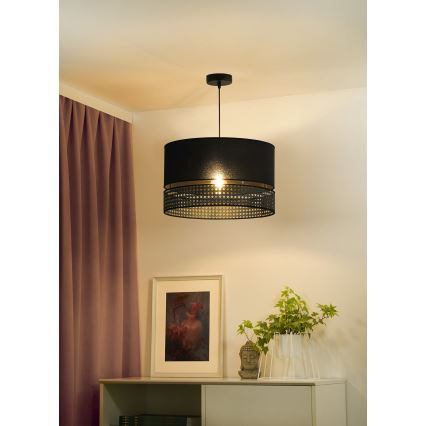 Duolla - Подвесная люстра DOUBLE RATTAN 1xE27/15W/230V диаметр 40 см черный