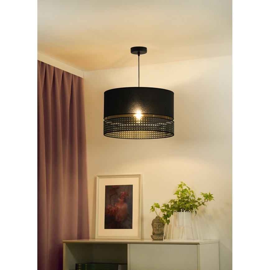 Duolla - Подвесная люстра DOUBLE RATTAN 1xE27/15W/230V диаметр 40 см черный