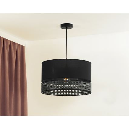 Duolla - Подвесная люстра DOUBLE RATTAN 1xE27/15W/230V диаметр 40 см черный