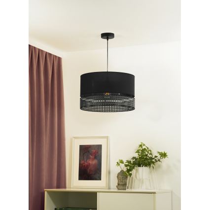 Duolla - Подвесная люстра DOUBLE RATTAN 1xE27/15W/230V диаметр 40 см черный