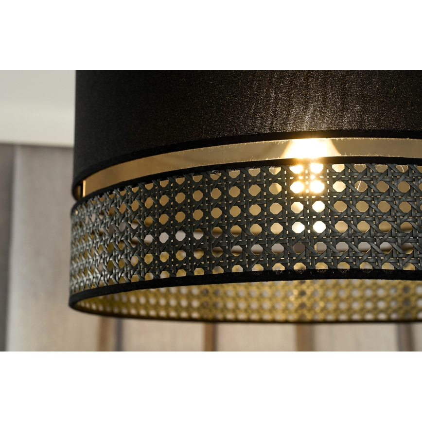 Duolla - Подвесная люстра DOUBLE RATTAN 1xE27/15W/230V диаметр 40 см черный