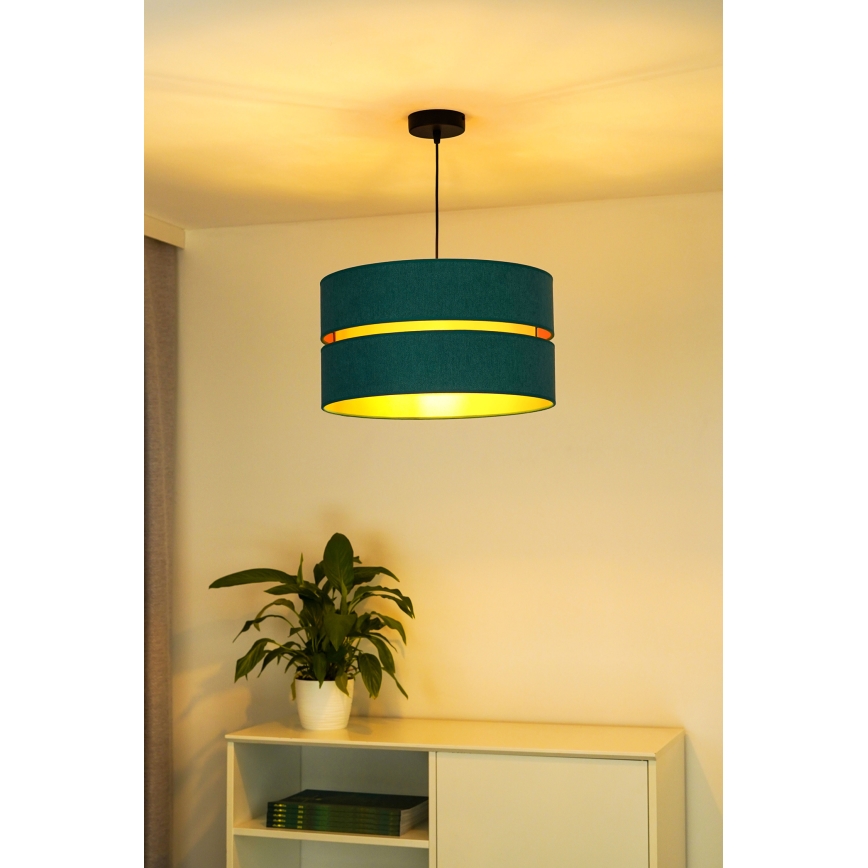 Duolla - Подвесная люстра DUO 1xE27/15W/230V диаметр 40 см бирюзовый/золотистый