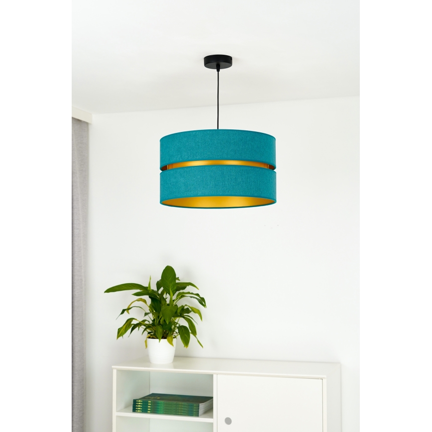 Duolla - Подвесная люстра DUO 1xE27/15W/230V диаметр 40 см бирюзовый/золотистый