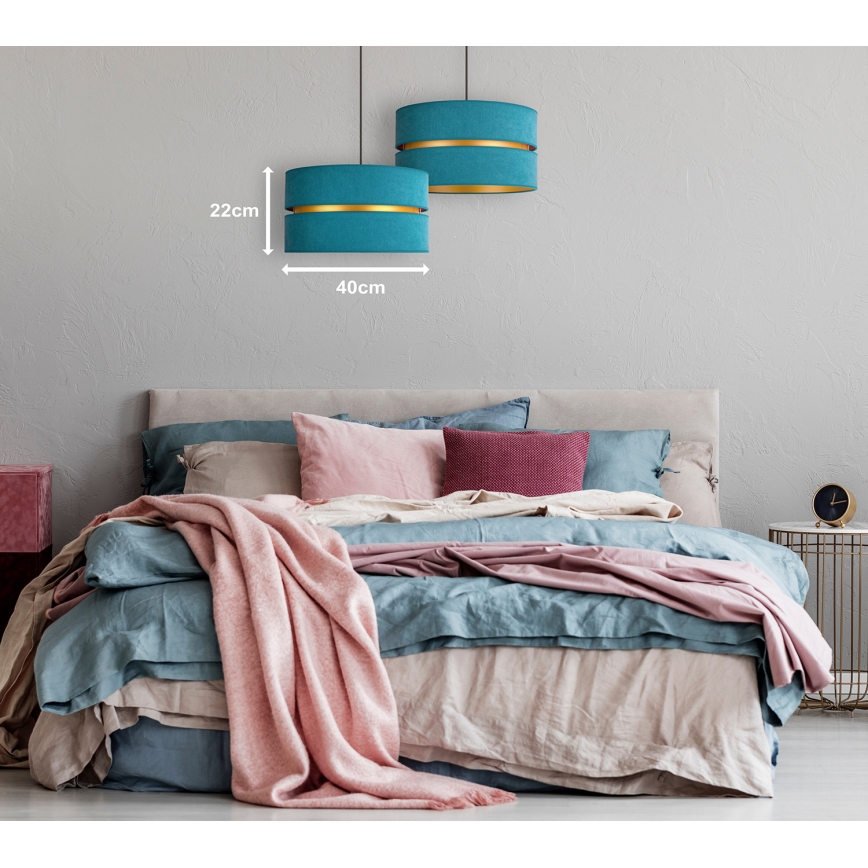 Duolla - Подвесная люстра DUO 1xE27/15W/230V диаметр 40 см бирюзовый/золотистый