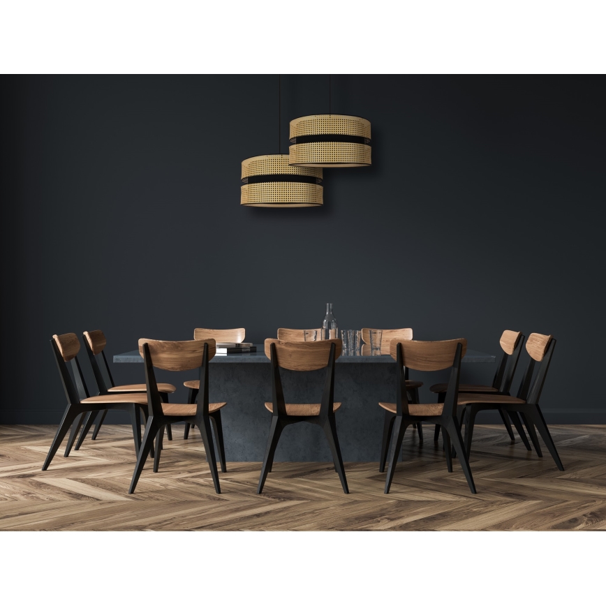 Duolla - Подвесная люстра DUO 1xE27/15W/230V диаметр 40 см ротанг/черный