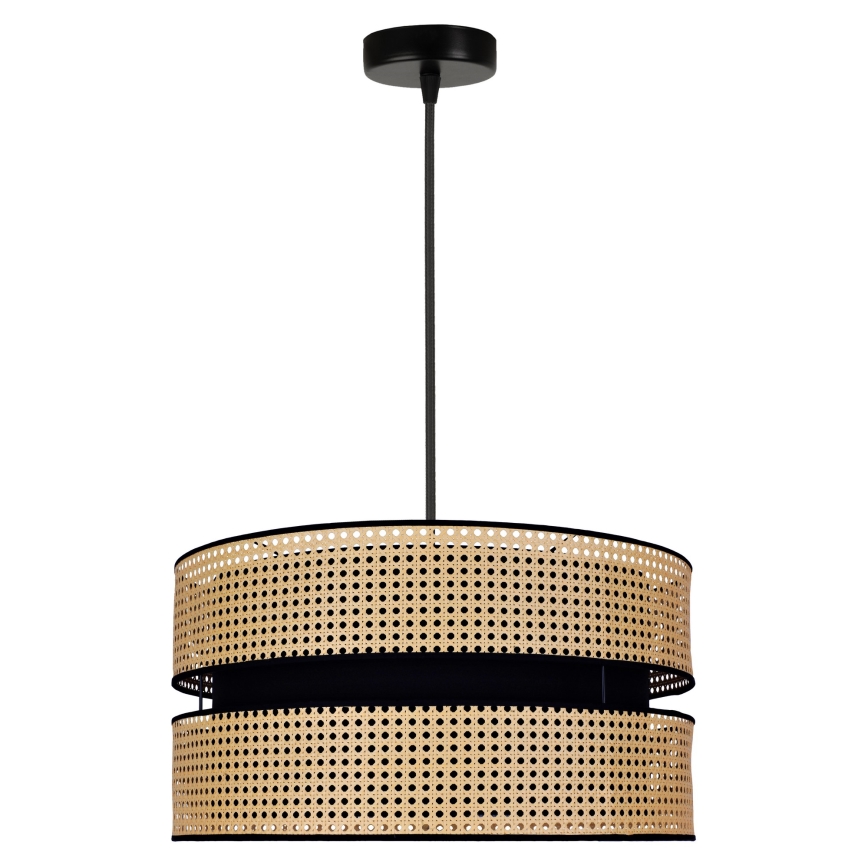 Duolla - Подвесная люстра DUO 1xE27/15W/230V диаметр 40 см ротанг/черный