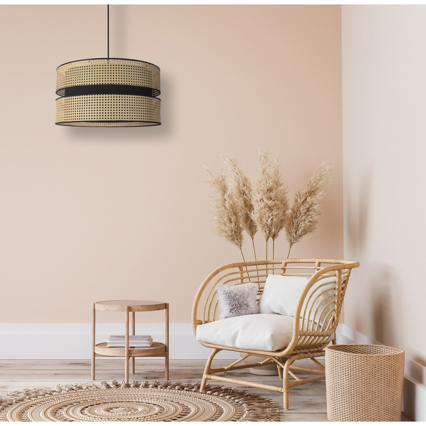 Duolla - Подвесная люстра DUO 1xE27/15W/230V диаметр 40 см ротанг/черный