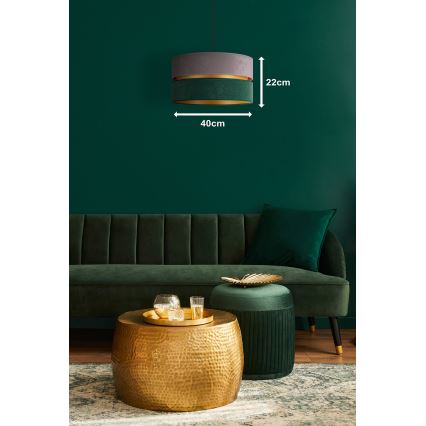 Duolla - Подвесная люстра DUO 1xE27/15W/230V диаметр 40 см серый/зеленый/золотистый