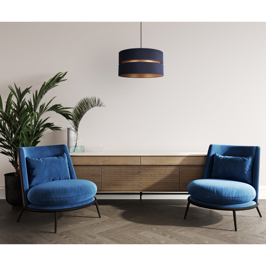 Duolla - Подвесная люстра DUO 1xE27/15W/230V диаметр 40 см синий/золотистый
