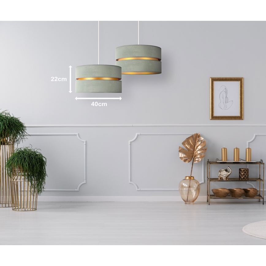 Duolla - Подвесная люстра DUO 1xE27/15W/230V диаметр 40 см светло-зеленый/золотистый