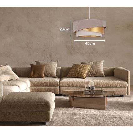 Duolla - Подвесная люстра KOBO 1xE27/15W/230V диаметр 45 см бежевый/золотистый/кремовый