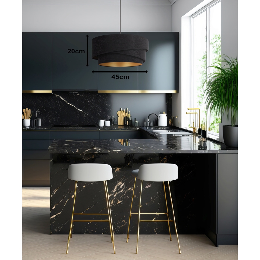 Duolla - Подвесная люстра KOBO 1xE27/15W/230V диаметр 45 см черный/золотистый