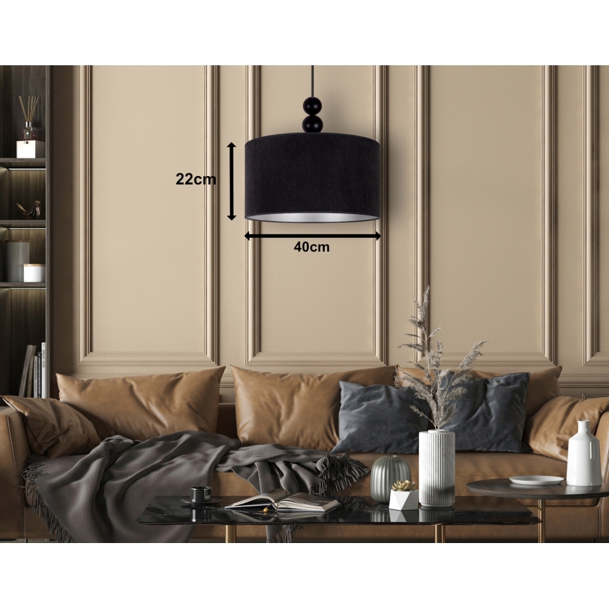 Duolla - Подвесная люстра LYON 1xE27/15W/230V диаметр 40 см черный