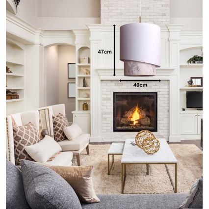Duolla - Подвесная люстра PARIS 1xE27/15W/230V диаметр 40 см белый/бежевый