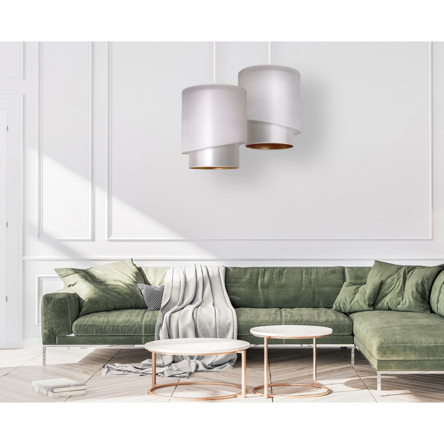 Duolla - Подвесная люстра PARIS 1xE27/15W/230V диаметр 40 см серебряный/золотой