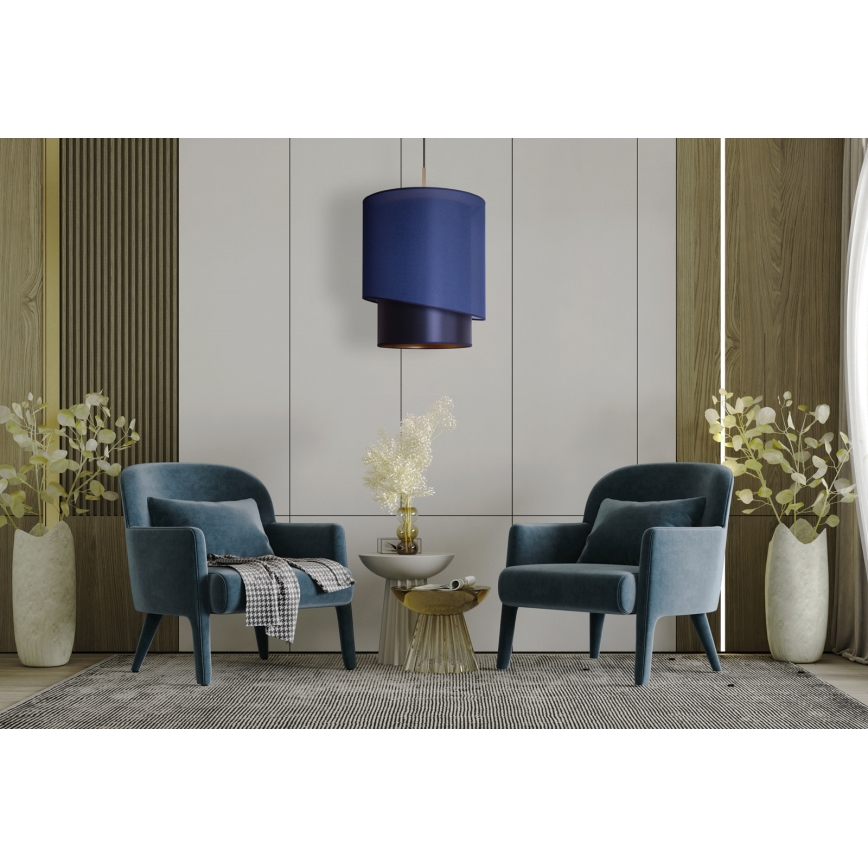 Duolla - Подвесная люстра PARIS 1xE27/15W/230V диаметр 40 см синий/золотой