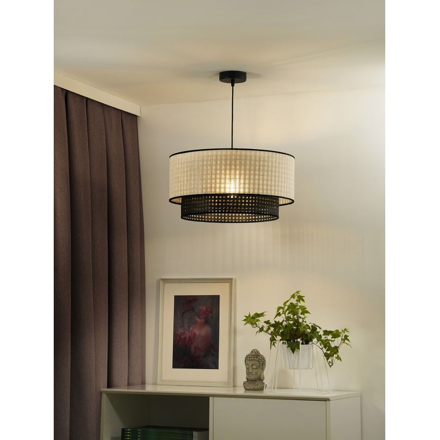 Duolla - Подвесная люстра RATTAN YUTE 1xE27/15W/230V диаметр 45 см кремовый/черный