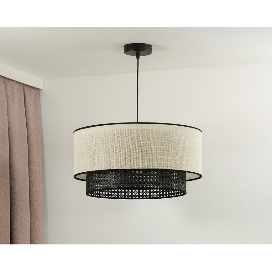 Duolla - Подвесная люстра RATTAN YUTE 1xE27/15W/230V диаметр 45 см кремовый/черный