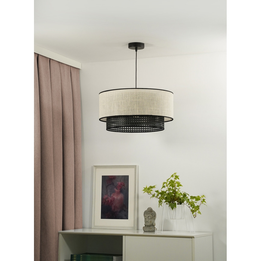 Duolla - Подвесная люстра RATTAN YUTE 1xE27/15W/230V диаметр 45 см кремовый/черный