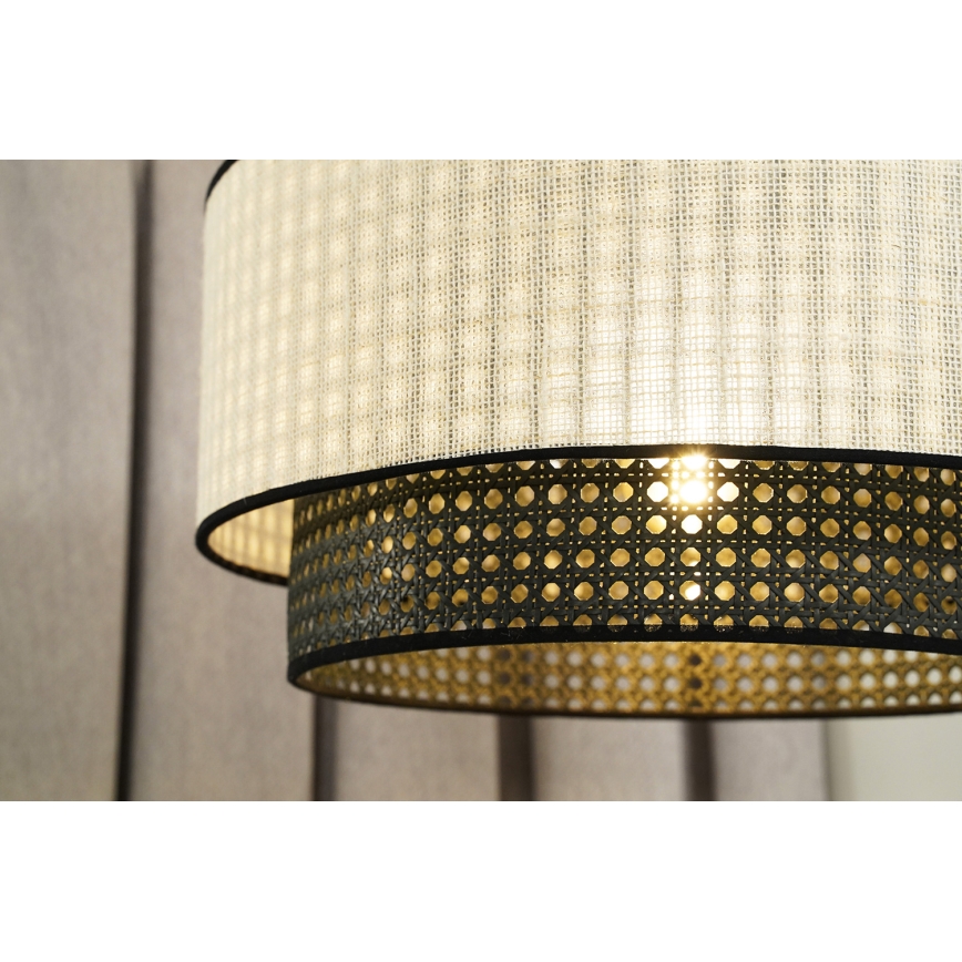 Duolla - Подвесная люстра RATTAN YUTE 1xE27/15W/230V диаметр 45 см кремовый/черный