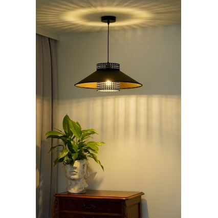 Duolla - Подвесная люстра RIO RATTAN 1xE27/15W/230V диаметр 45 см черный/золотистый