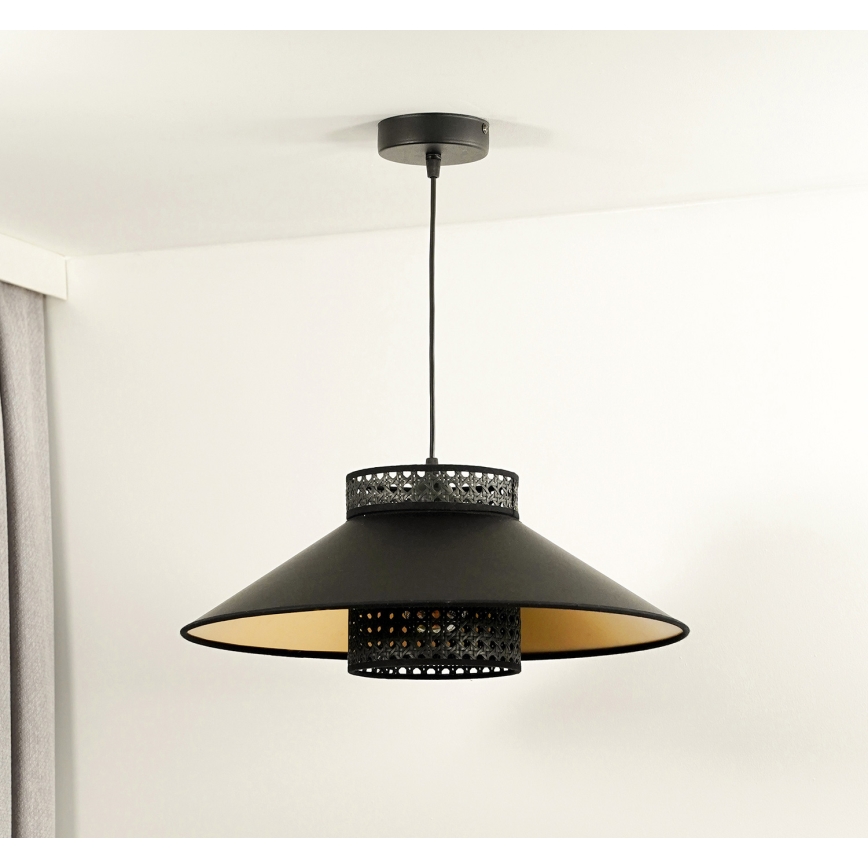 Duolla - Подвесная люстра RIO RATTAN 1xE27/15W/230V диаметр 45 см черный/золотистый
