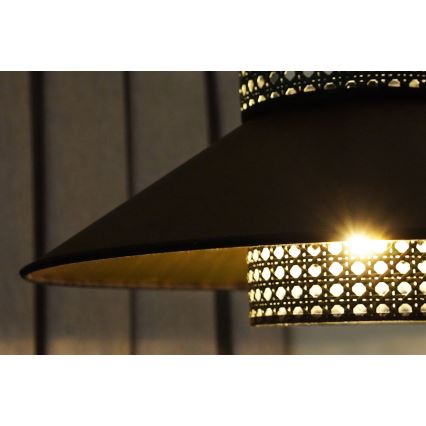 Duolla - Подвесная люстра RIO RATTAN 1xE27/15W/230V диаметр 45 см черный/золотистый